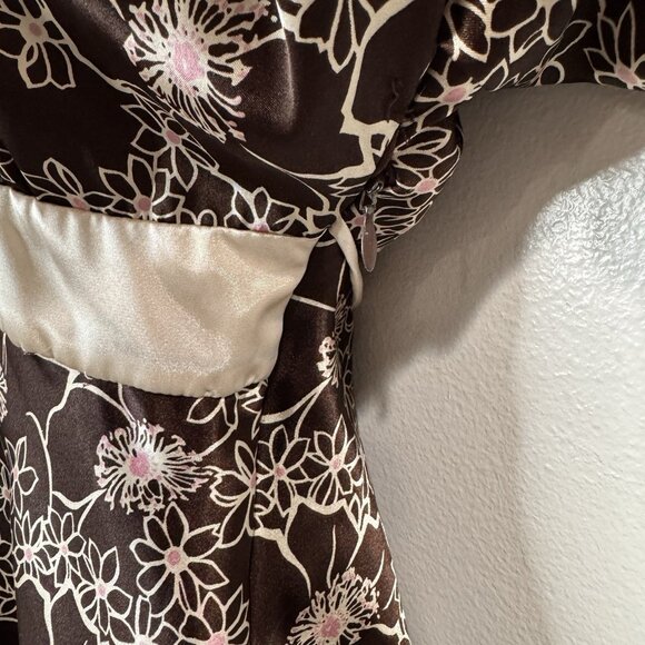 Vintage Y2K Rampage Shirt S Kimono Babydoll Asian Floral Satin Empire Waist - Picture 5 of 9